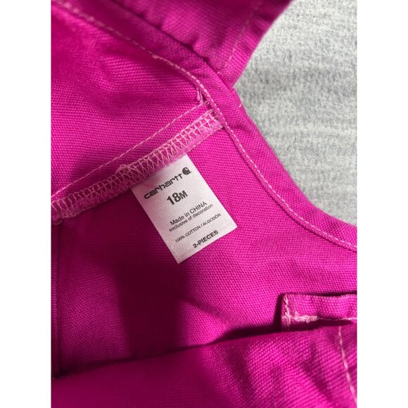 Carhartt Infant Girls 18 M Pink Cotton Overalls - Picture 4 of 5